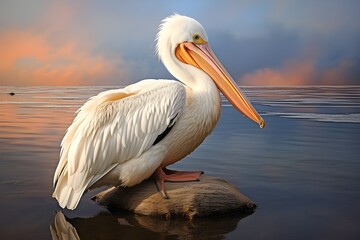 Fototapeta na wymiar Heavenly Harmony: The Angelic White Pelican Sitting
