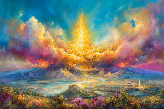 Celestial Dreams, A Landscape of Imagination, Where the Sky Meets the Edge of Fantasy