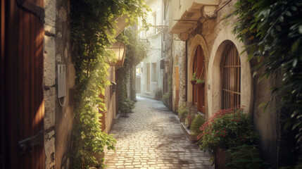Fototapeta na wymiar Enchanting alleyway in a historic European town