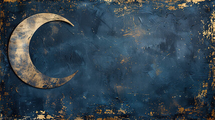 Ramadan Kareem islamic design crescent moon and lantern lights with glitter on navy blue background