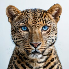 portrait of a leopard on white
