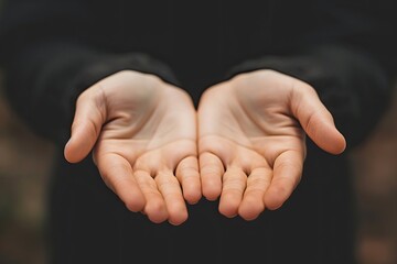 Human palms. View from above. Close-up.