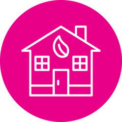 Eco House Line Circle Icon