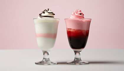 Indulgent dessert creamy chocolate milkshake with fresh strawberry garnish generated by AI