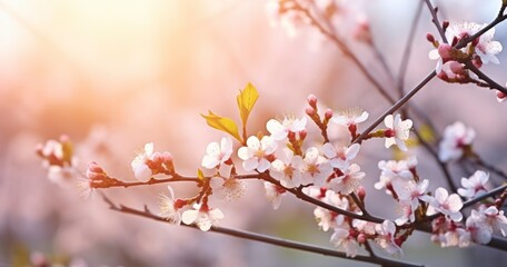 Blossoming Beauty - Captivating Spring Flowers and Sun Flare in a Nature Scene