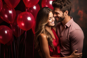 beautiful romantic couple on a festive background in close-up. - 738291786