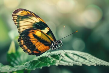 Obraz premium butterfly on leaf