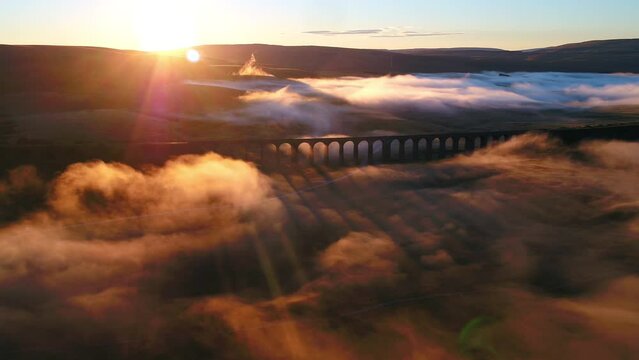 Aerial of The Ribblehead Viaduct at Dawn North Yorkshire
Settle, England, United Kingdom