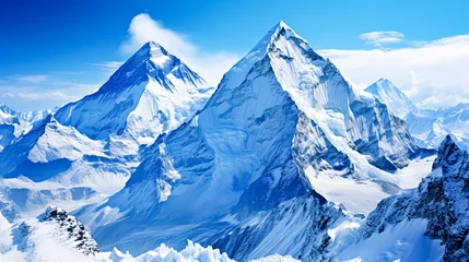 Papier Peint photo Everest Beautiful view of mount Everest. Mountain landscape with snow and clear blue sky, Himalayas, Nepal. 