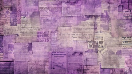 The background is old newspaper clippings in Violet color.
