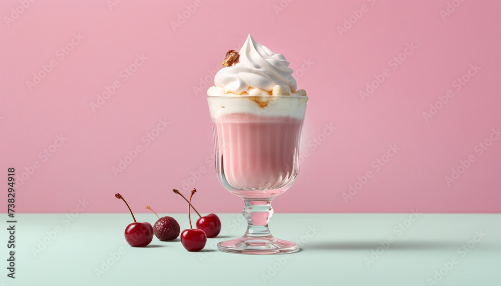 Canvas Prints Fresh fruit dessert sweet, creamy, and refreshing milkshake with berries generated by AI