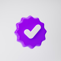 Verified icon isolated over white background. 3d rendering.