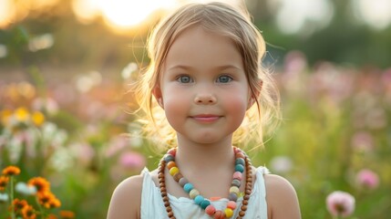 Cheerful Child with Colorful Beads