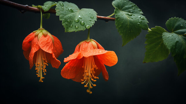 Abulation flowers with green leafs 