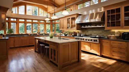 Obraz na płótnie Canvas Wooden interior of modular kitchen