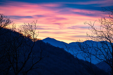 sunset in the mountains