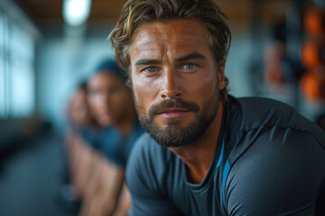 Obraz premium An enthusiastic fitness instructor leading a high-energy workout session in a modern gym. Concept of physical fitness and well-being. Generative Ai.