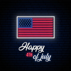4th july independence day neon  card