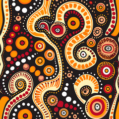 Fototapeta premium Aboriginal Inspired Earthtone Repeating Pattern