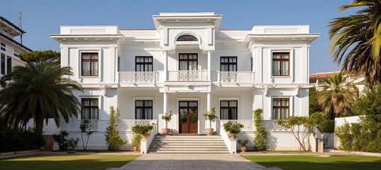 front view. old white villa
