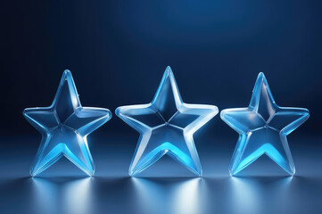 Obraz premium Blue star made of transparent crystal. Ice star. Glass star.