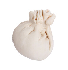 Uncooked khinkali (dumpling) isolated on white. Georgian cuisine