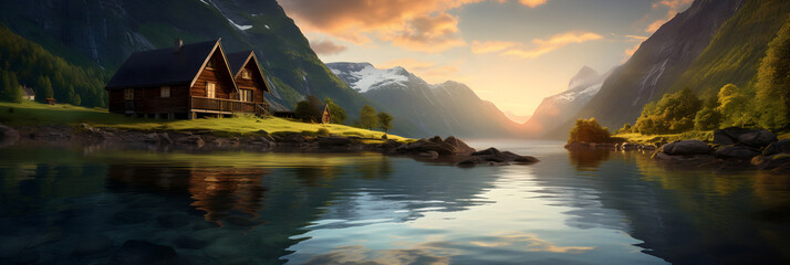 Serene Fjord Lifestyle: A Tale of Tranquility Nestled Between Towering Mountains and the Sapphire Sea