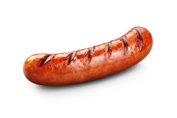 Grilled sausage. Cut out on transparent - obrazy, fototapety, plakaty