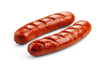 Grilled sausages. Cut out on transparent