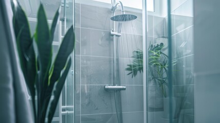Minimalist Bathroom with Glass-Enclosed Shower AI Generated