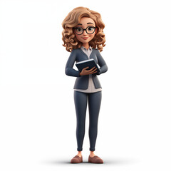 Smiling woman teacher or student. 3d Female character full body. Studying, education and online learning concept. © Елена Истомина