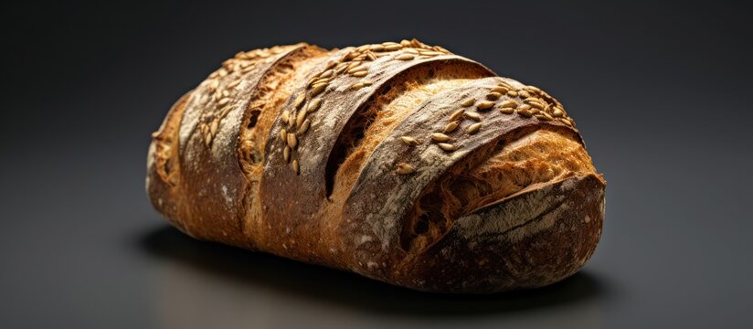 Whole wheat bread on black background