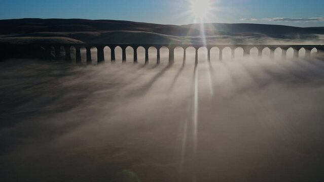 Aerial of The Ribblehead Viaduct at Dawn North Yorkshire
Settle, England, United Kingdom