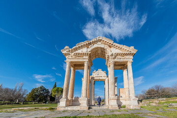 Fototapeta na wymiar The Ancient City of Aphrodisias is located in the Aydın province of Turkey and was included in the UNESCO World Heritage List in 2015. The Ancient City of Aphrodisias, which belonged to the Roman peop