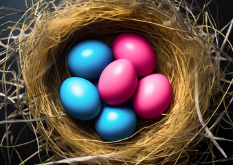 Fototapeta premium Easter eggs in the nest. AI generated