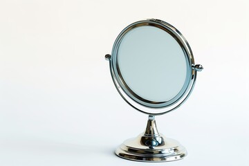 Round mirror for makeup on white background