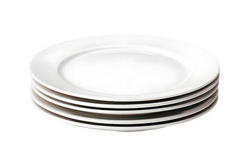 Stack_of_white_dinner_plates isolated on transparent background, PNG Object