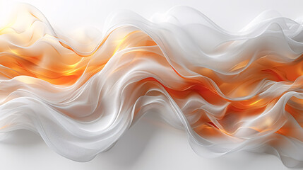 Abstract background with orange and white waves. 3d rendering, 3d illustration.