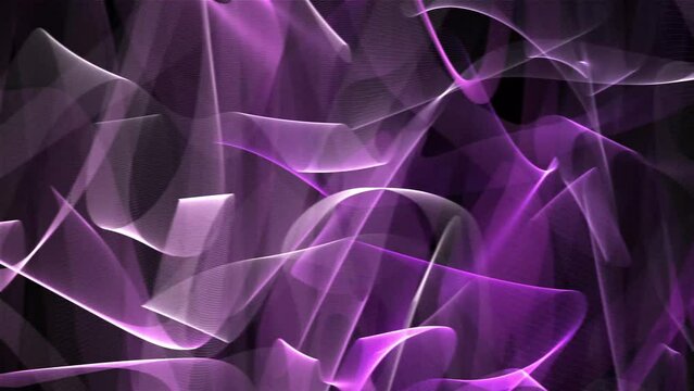 Glowing translucent ribbons in purple and white tones writhe in 3D. Animated background and club video