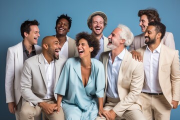 Obraz premium Stylish women in fashionable attire. vibrant hair, confident smiles, and cheery expressions