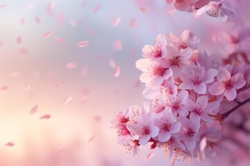 A beautiful pink cherry blossom tree in spring