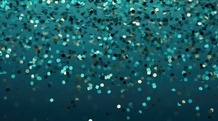 The background of the confetti scattering is in Teal color