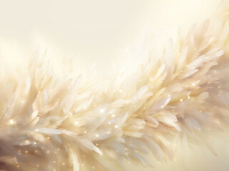 plume of white feathers on a white-gold background. - 738311932