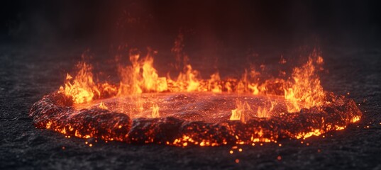 Dynamic elemental vortex of swirling magma, crackling energy, and fiery illumination.