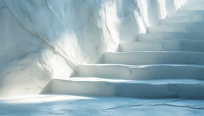 white stone stairs in spherical sunlight