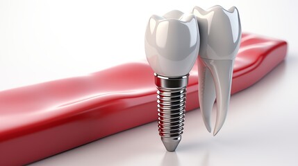 Step by step visual guide  complete process of tooth implant with text space for descriptions.