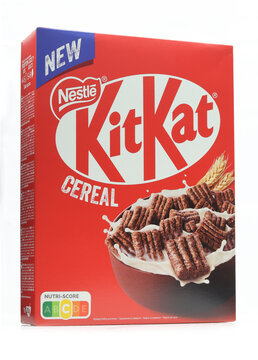 Nestle KitKat cereal box isolated on white background