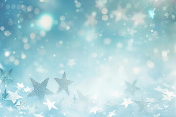 Christmas blue background with white stars with copy space