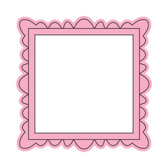 Pink square frame isolated flat vector illustration