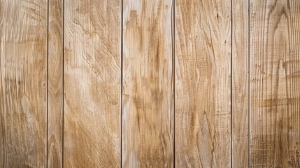 Naklejka premium The smooth surface of polished pine wood paneling shines with a natural luster. The linear grain and knots provide a touch of organic elegance.